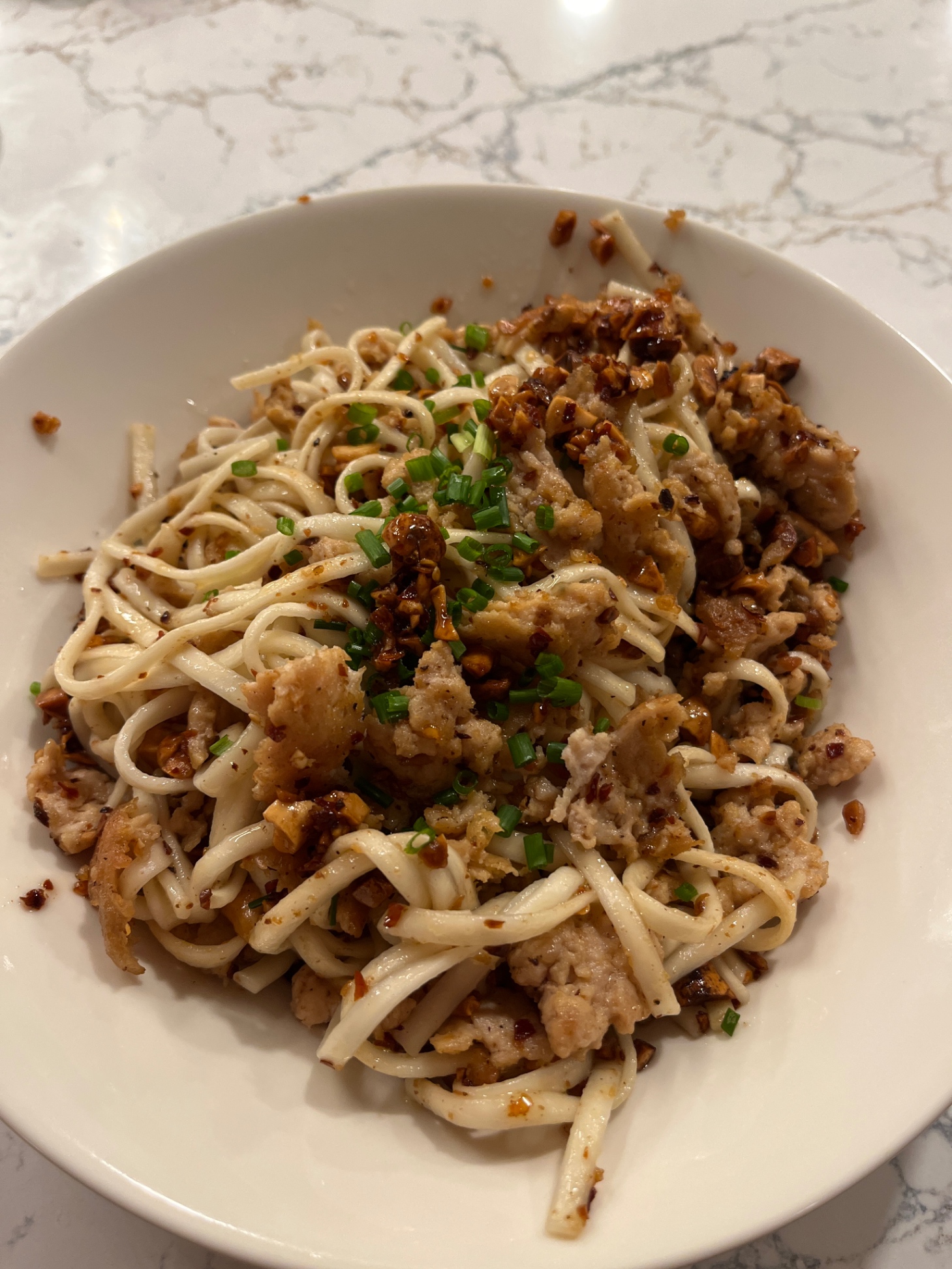 Spicy sesame noodles with peanuts